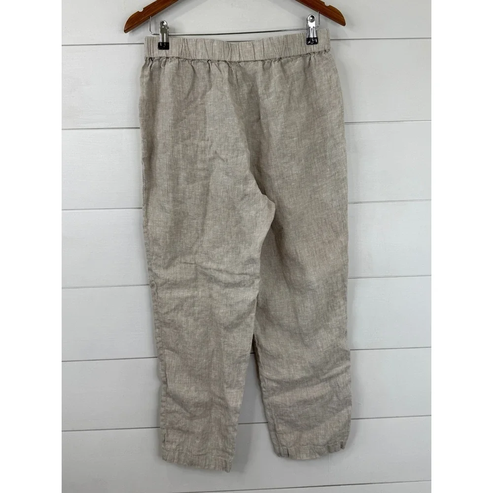 Quince 100% European Linen Tapered Ankle Pants Flax Pull On Pockets M